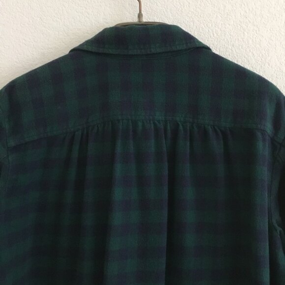 Madewell Womens-M Flannel Cargo Workshirt Plaid Button Down Shirt Blue/Green - Picture 14 of 16